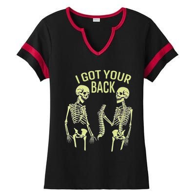 I Got Your Back Halloween Skeleton Skull Sarcastic Ladies Halftime Notch Neck Tee