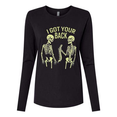 I Got Your Back Halloween Skeleton Skull Sarcastic Womens Cotton Relaxed Long Sleeve T-Shirt