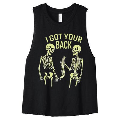 I Got Your Back Halloween Skeleton Skull Sarcastic Women's Racerback Cropped Tank