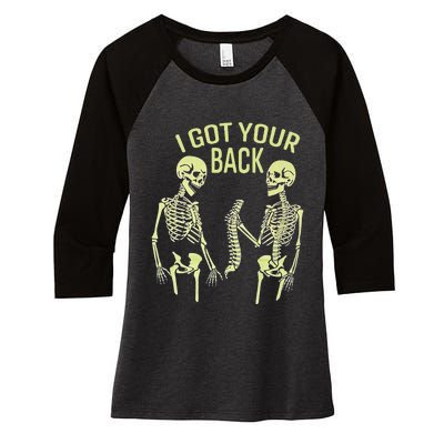 I Got Your Back Halloween Skeleton Skull Sarcastic Women's Tri-Blend 3/4-Sleeve Raglan Shirt