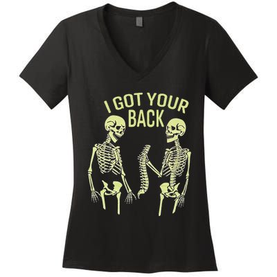 I Got Your Back Halloween Skeleton Skull Sarcastic Women's V-Neck T-Shirt