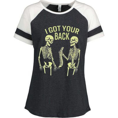 I Got Your Back Halloween Skeleton Skull Sarcastic Enza Ladies Jersey Colorblock Tee