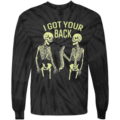 I Got Your Back Halloween Skeleton Skull Sarcastic Tie-Dye Long Sleeve Shirt