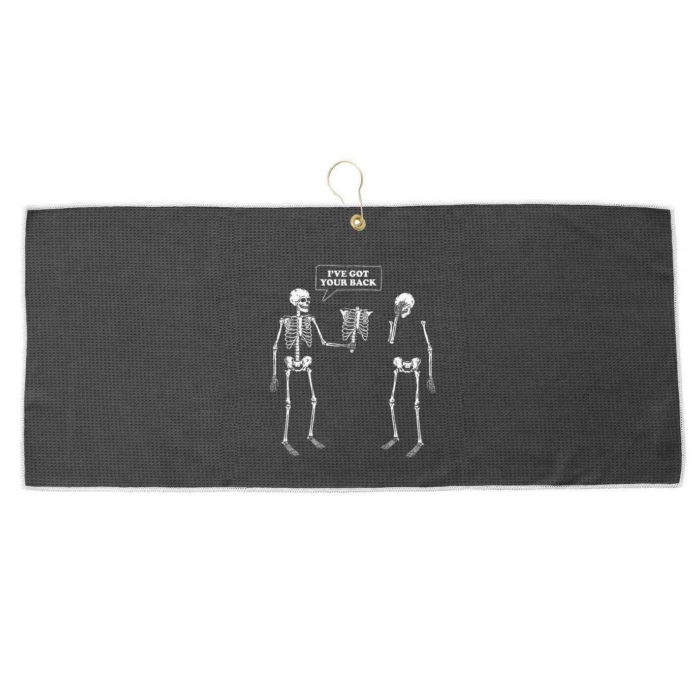 IVe Got Your Back Funny Skeleton Pun Large Microfiber Waffle Golf Towel