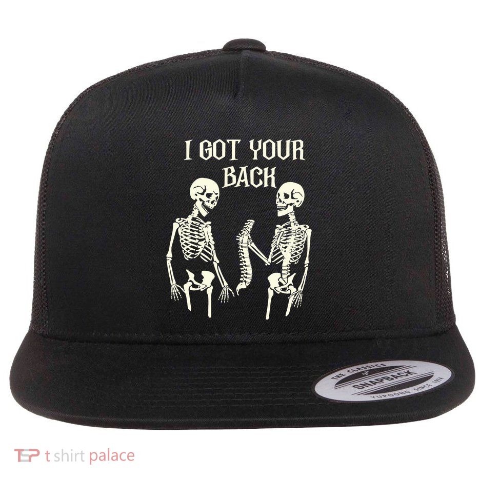 I Got Your Back Skeleton Flat Bill Trucker Hat