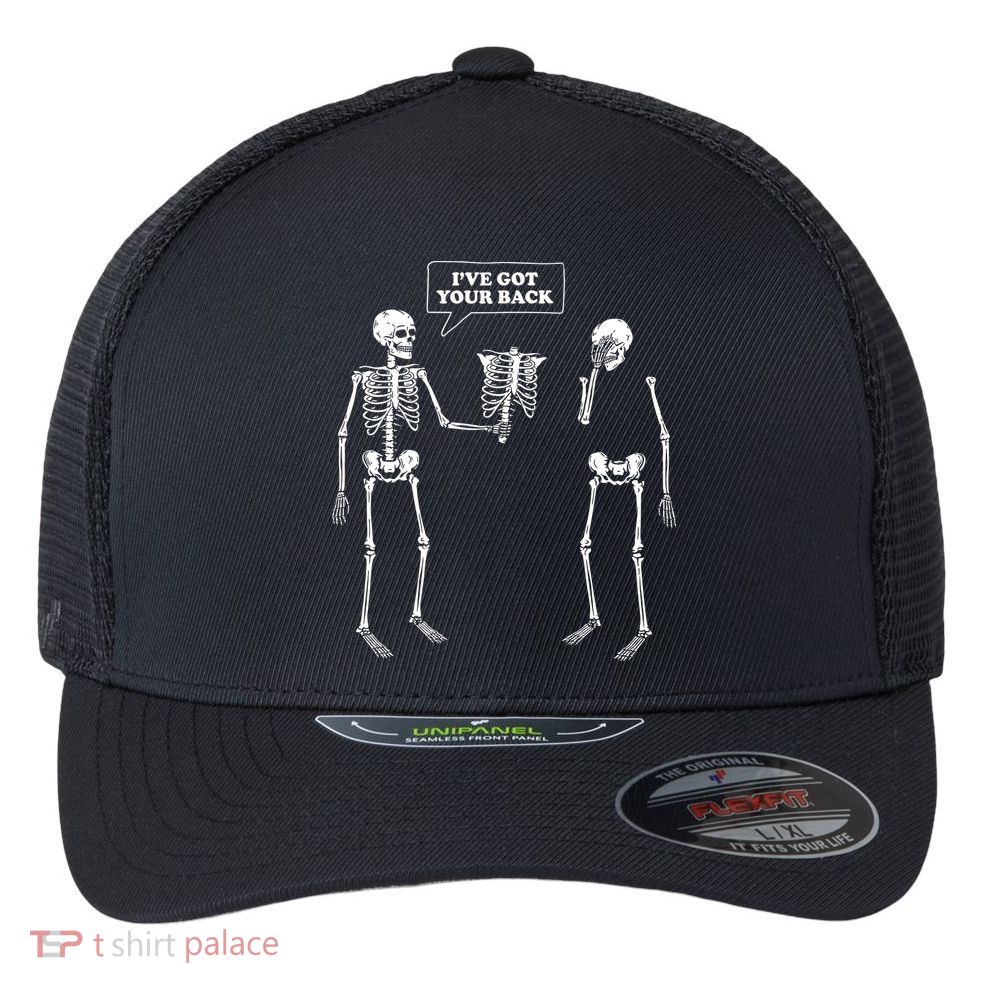 Ive Got Your Back Funny Skeleton Pun Flexfit Unipanel Trucker Cap