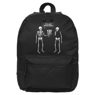 Ive Got Your Back Funny Skeleton Pun 16 in Basic Backpack