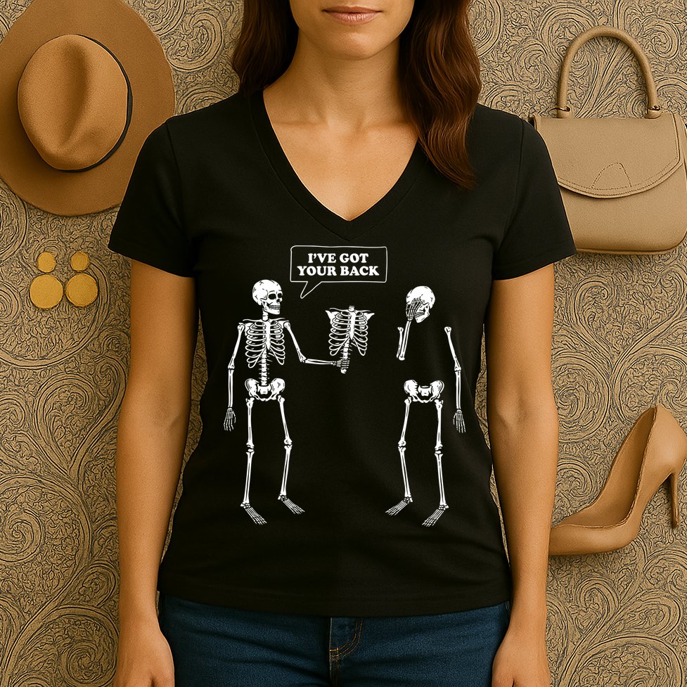 Ive Got Your Back Funny Skeleton Pun Women's V-Neck T-Shirt