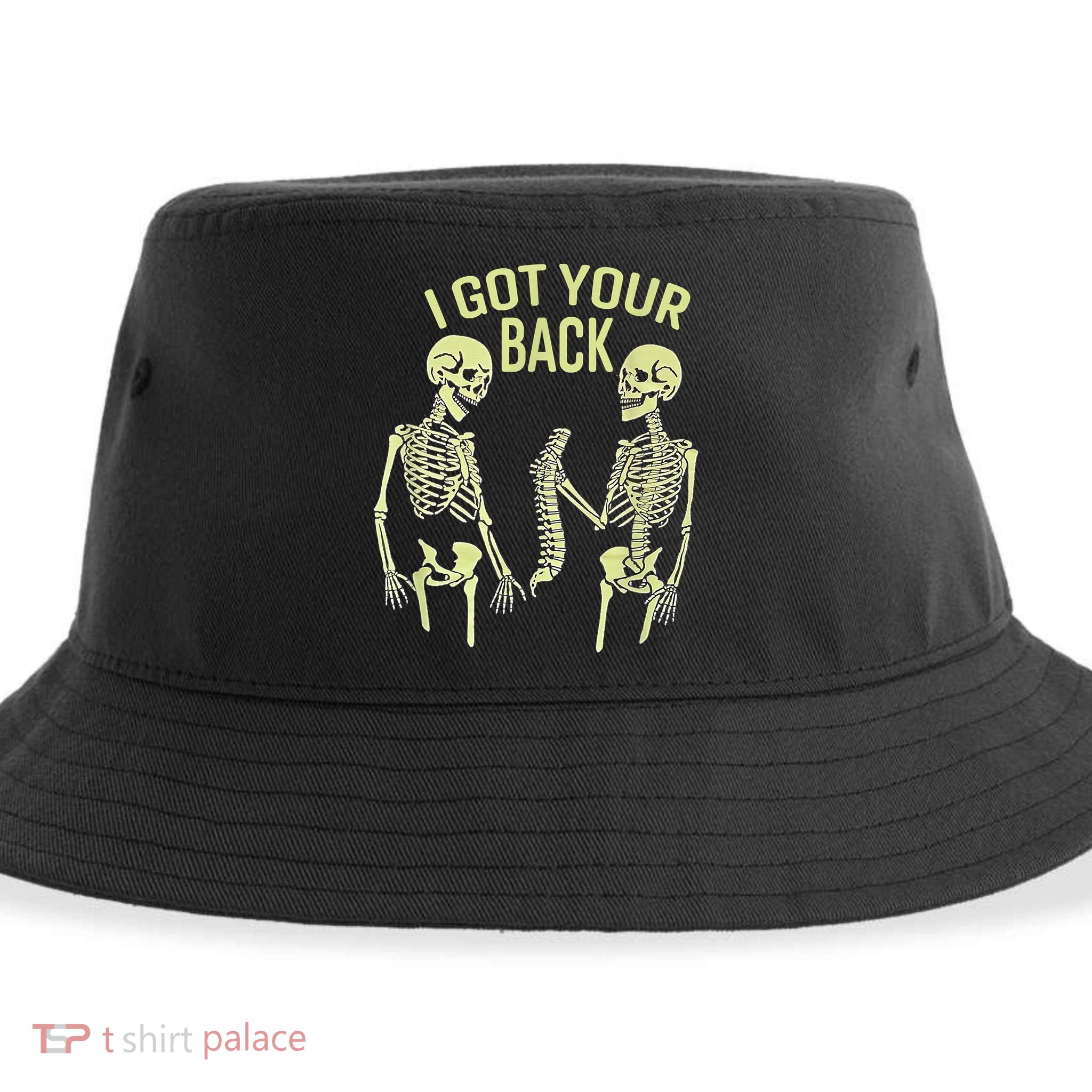 I Got Your Back Halloween Skeleton Skull Sarcastic Sustainable Bucket Hat
