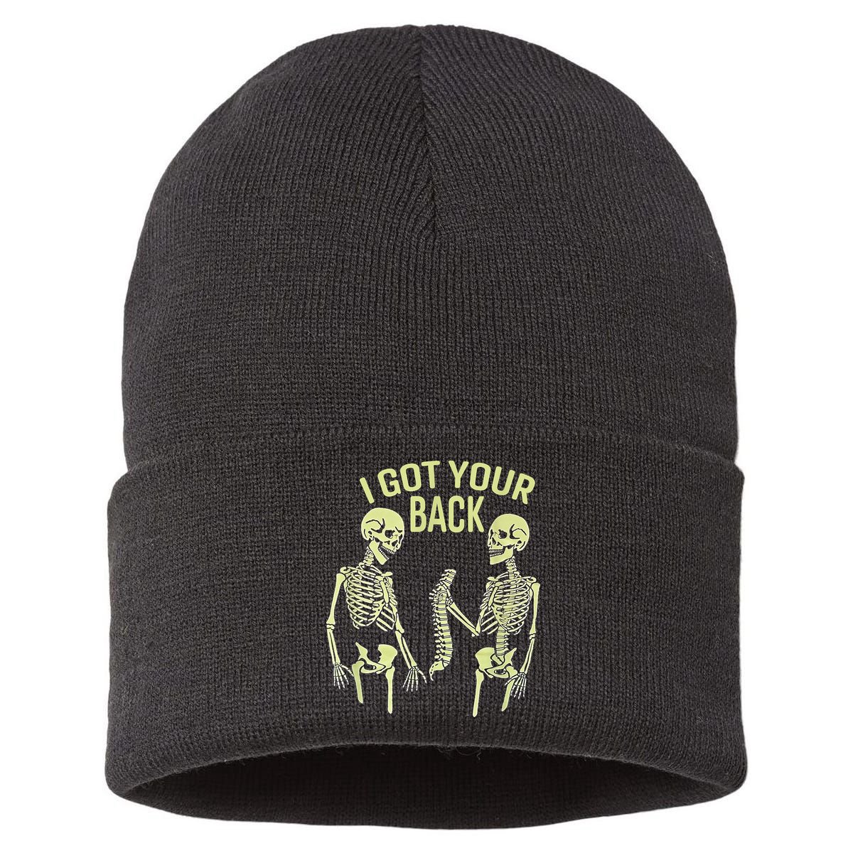 I Got Your Back Halloween Skeleton Skull Sarcastic Sustainable Knit Beanie
