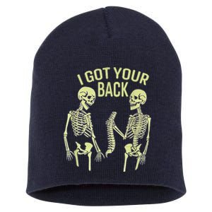 I Got Your Back Halloween Skeleton Skull Sarcastic Short Acrylic Beanie