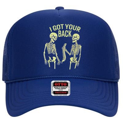 I Got Your Back Halloween Skeleton Skull Sarcastic High Crown Mesh Back Trucker Hat