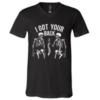 I Got Your Back Funny Skeleton Spine Halloween Costume V-Neck T-Shirt