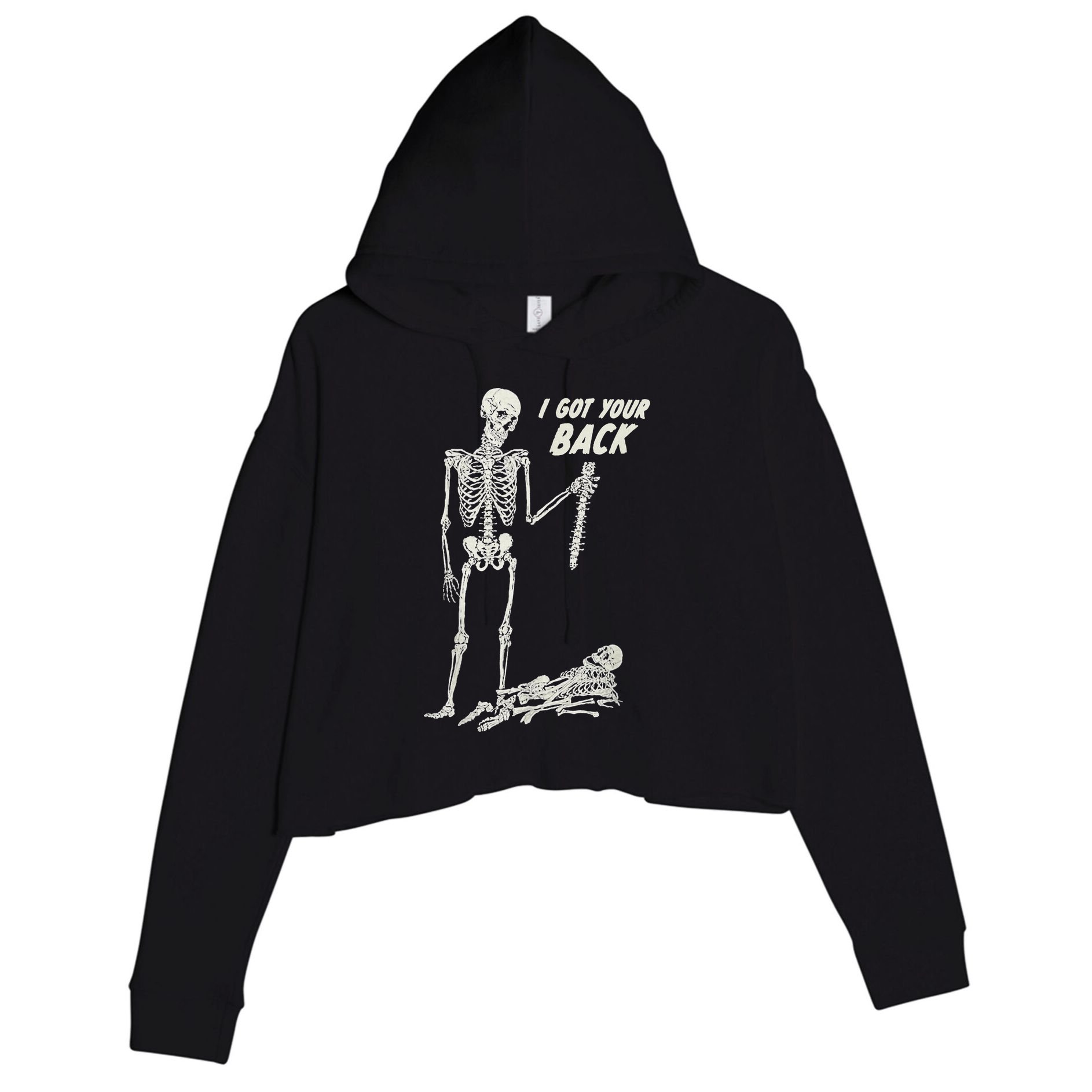 I Got Your Back Halloween Skeleton Skull Sarcastic Crop Fleece Hoodie