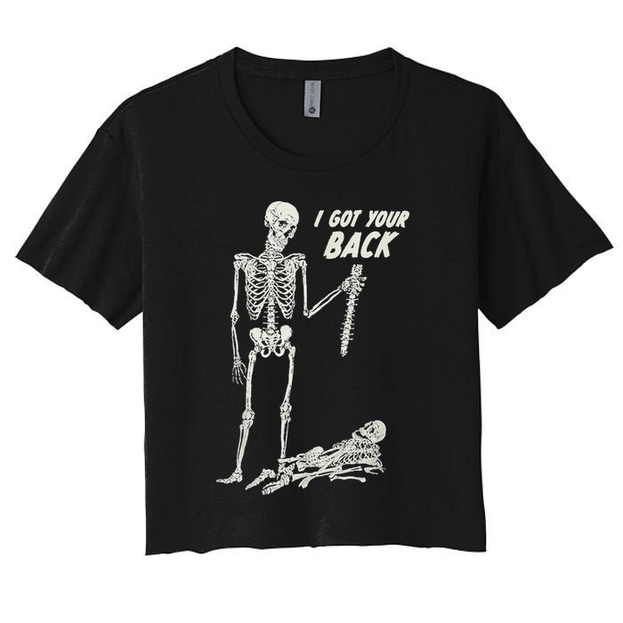 I Got Your Back Halloween Skeleton Skull Sarcastic Women's Crop Top Tee