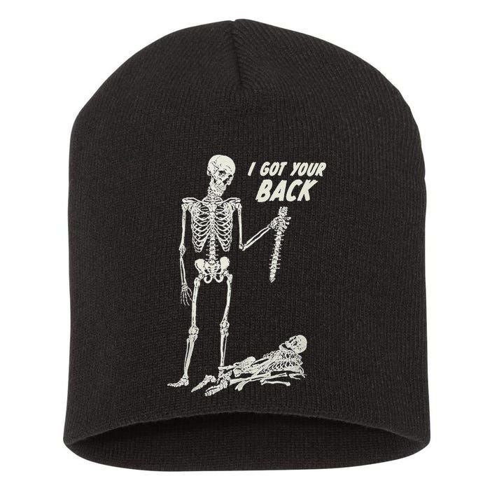 I Got Your Back Halloween Skeleton Skull Sarcastic Short Acrylic Beanie