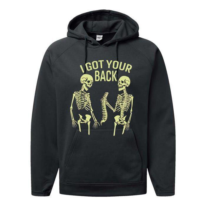 I Got Your Back Halloween Skeleton Skull Sarcastic Performance Fleece Hoodie