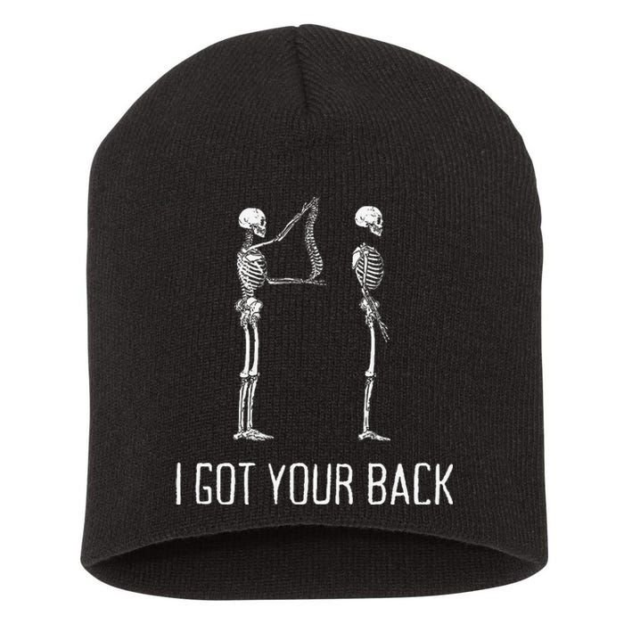 I Got Your Back Funny Skeleton Short Acrylic Beanie