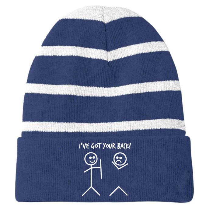 I'VE GOT YOUR BACK FUNNY Striped Beanie with Solid Band