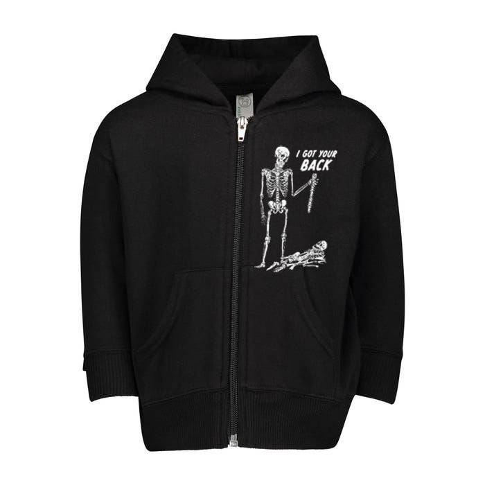 I Got Your Back Halloween Skeleton Skull Sarcastic Toddler Zip Fleece Hoodie