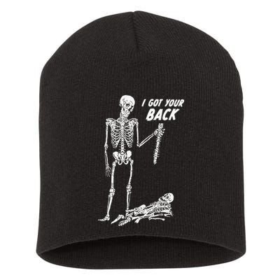I Got Your Back Halloween Skeleton Skull Sarcastic Short Acrylic Beanie