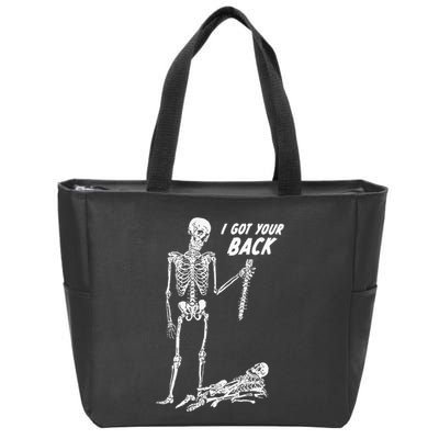 I Got Your Back Halloween Skeleton Skull Sarcastic Zip Tote Bag
