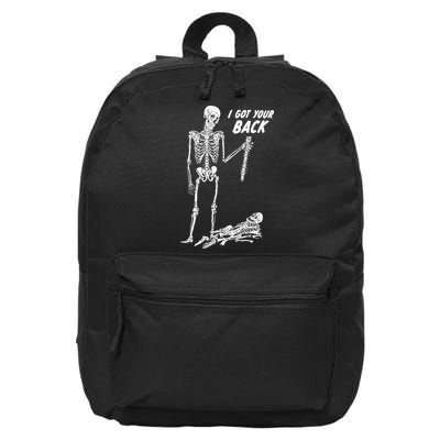 I Got Your Back Halloween Skeleton Skull Sarcastic 16 in Basic Backpack