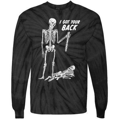 I Got Your Back Halloween Skeleton Skull Sarcastic Tie-Dye Long Sleeve Shirt