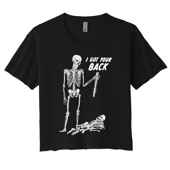 I Got Your Back Halloween Skeleton Skull Sarcastic Women's Crop Top Tee