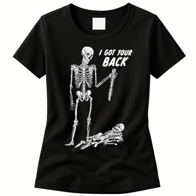 I Got Your Back Halloween Skeleton Skull Sarcastic Womens T-Shirt
