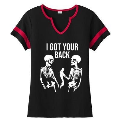 I Got Your Back Funny Skeleton Ladies Halftime Notch Neck Tee