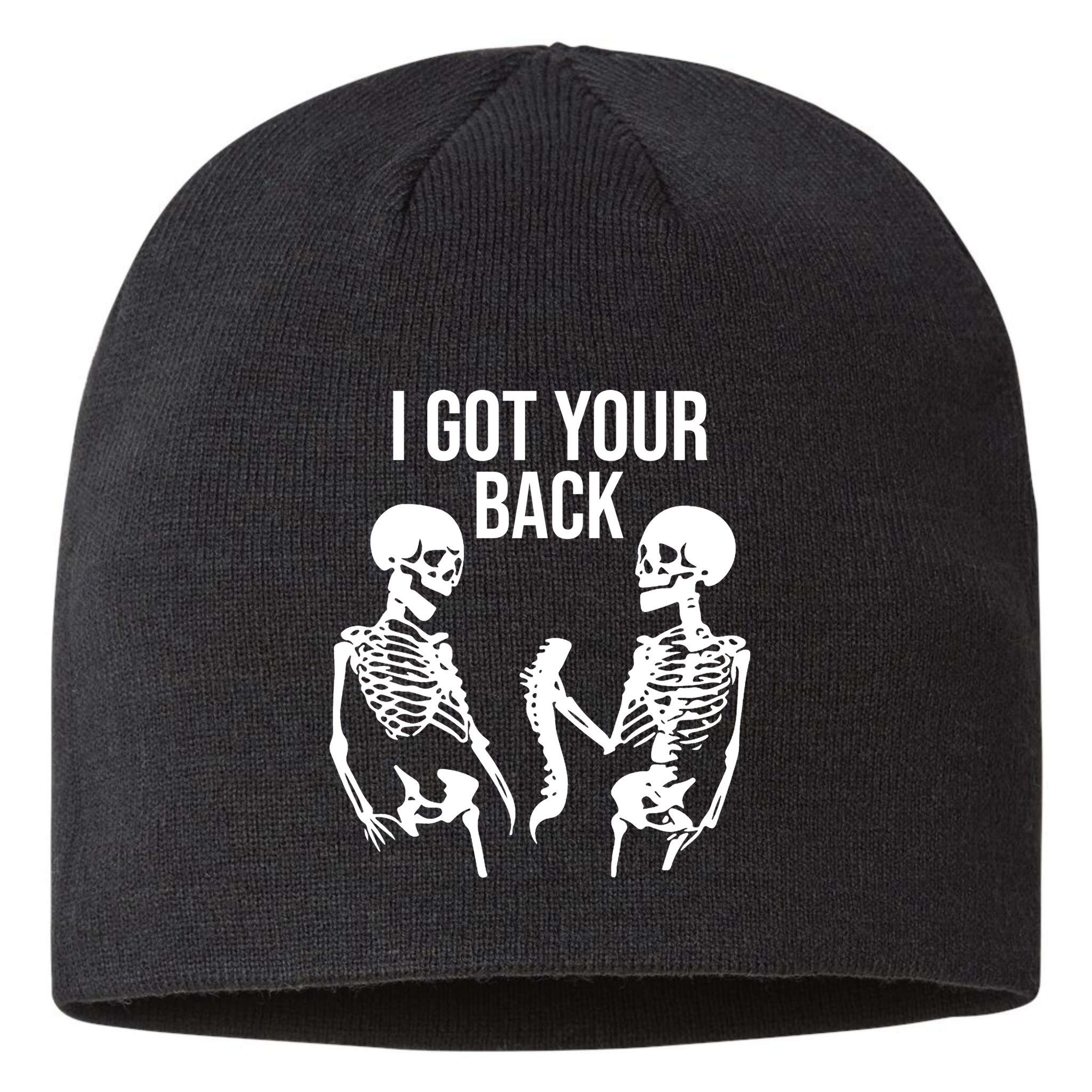 I Got Your Back Funny Skeleton Sustainable Beanie