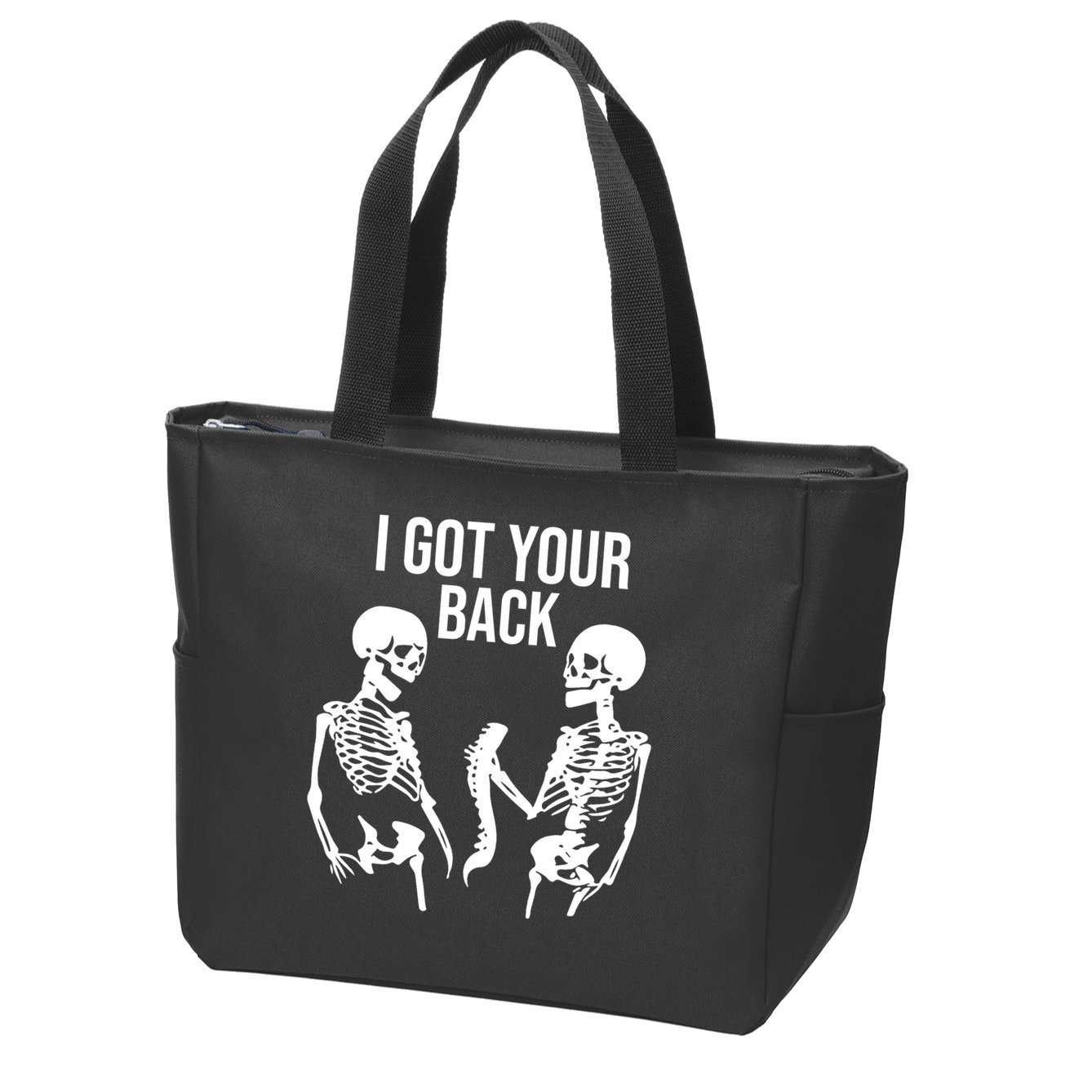 I Got Your Back Funny Skeleton Zip Tote Bag