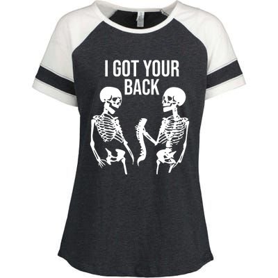 I Got Your Back Funny Skeleton Enza Ladies Jersey Colorblock Tee