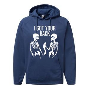 I Got Your Back Funny Skeleton Performance Fleece Hoodie