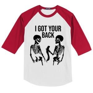 I Got Your Back Funny Skeleton Kids Colorblock Raglan Jersey