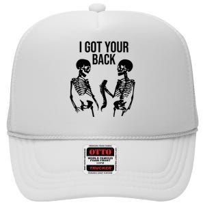 I Got Your Back Funny Skeleton High Crown Mesh Back Trucker Hat