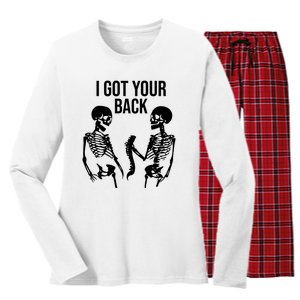 I Got Your Back Funny Skeleton Women's Long Sleeve Flannel Pajama Set 