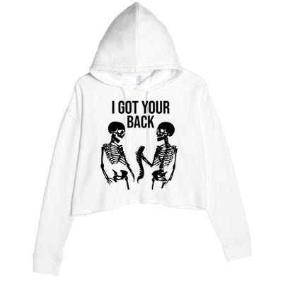 I Got Your Back Funny Skeleton Crop Fleece Hoodie