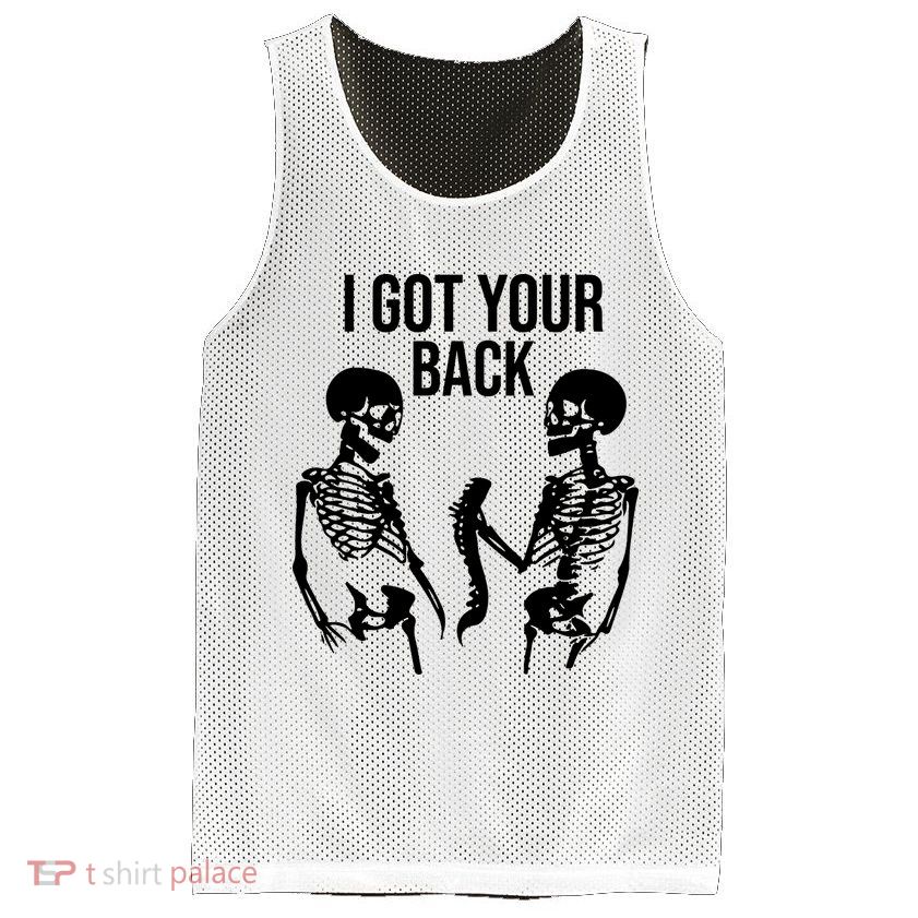 I Got Your Back Funny Skeleton Mesh Reversible Basketball Jersey Tank