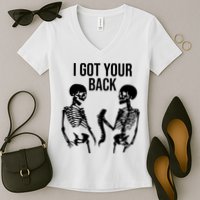 I Got Your Back Funny Skeleton Women's V-Neck T-Shirt