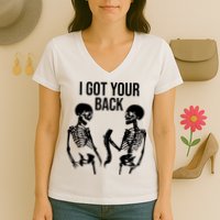I Got Your Back Funny Skeleton Women's V-Neck T-Shirt