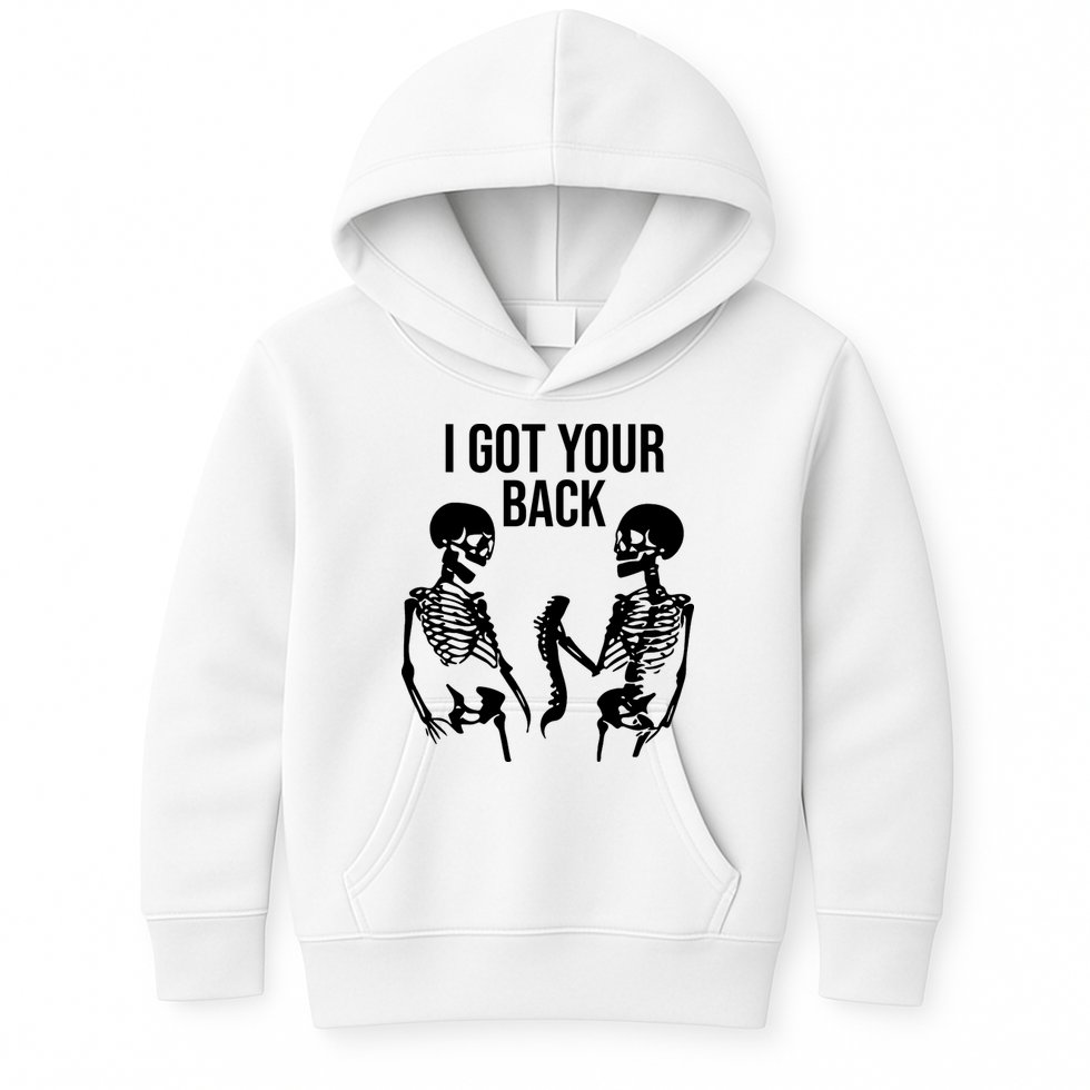 I Got Your Back Funny Skeleton Kids Hoodie