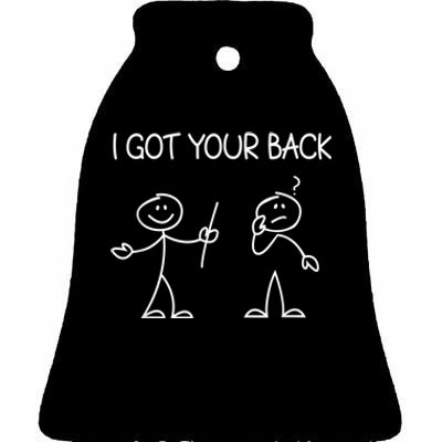 I Got Your Back Stick Figure Ceramic Bell Ornament