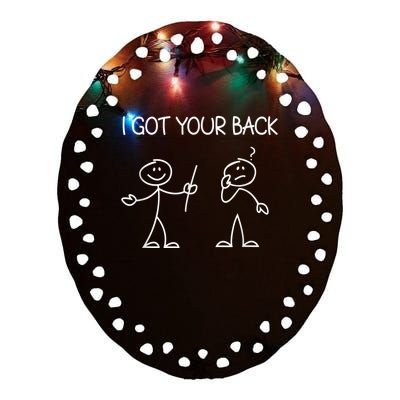 I Got Your Back Stick Figure Ceramic Oval Ornament