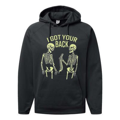 I Got Your Back Halloween Skeleton Skull Sarcastic Performance Fleece Hoodie