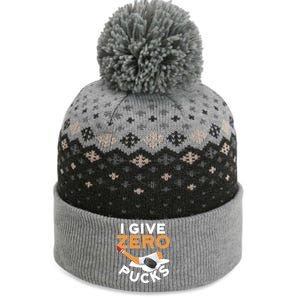 Ich Gebe Zero Pucks Hockey Gift Funny Sports Word Game Great Gift The Baniff Cuffed Pom Beanie