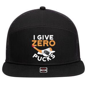 Ich Gebe Zero Pucks Hockey Gift Funny Sports Word Game Great Gift 7 Panel Mesh Trucker Snapback Hat