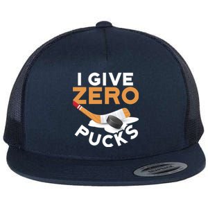 Ich Gebe Zero Pucks Hockey Gift Funny Sports Word Game Great Gift Flat Bill Trucker Hat