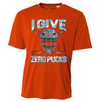 I Give Zero Pucks Pun Sarcastic Hockey Player Joke Meaningful Gift Cooling Performance Crew T-Shirt